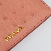 PRADA プラダ カードケース 1MC149 オーストリッチ ピンク ゴールド【本物保証】