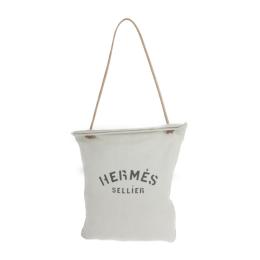 HERMES エルメス ショルダーバッグ コットンキャンバス レザー ナチュラル【本物保証】