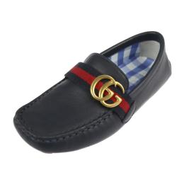 GUCCI グッチ ローファー 501039 レザー ネイビー ゴールド金具【本物保証】