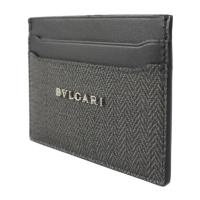 BVLGARI ブルガリ カードケース 32584 PVC レザー グレー ブラ【本物保証】