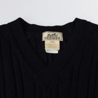 HERMES エルメス セーター ウール100% ダークネイビー シルバー金具【本物保証】