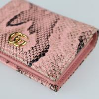 GUCCI グッチ 二つ折り財布 456126 パイソン ピンク ゴールド金具【本物保証】