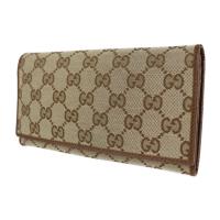 GUCCI グッチ 二つ折り財布 346058 GGキャンバス レザー ベージュ【本物保証】