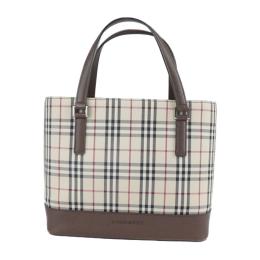 BURBERRY バーバリー ハンドバッグ キャンバス レザー ベージュ ブラウ【本物保証】