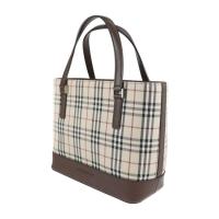 BURBERRY バーバリー ハンドバッグ キャンバス レザー ベージュ ブラウ【本物保証】