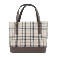 BURBERRY バーバリー ハンドバッグ キャンバス レザー ベージュ ブラウ【本物保証】