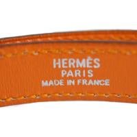 HERMES エルメス チョーカー レザー メタル オレンジ シルバー【本物保証】