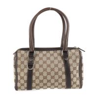 GUCCI グッチ ハンドバッグ 130942 GGキャンバス レザー ベージュ【本物保証】