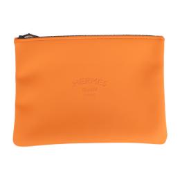 HERMES エルメス ポーチ ポリアミド80% エラスタン20% オレンジ系 【本物保証】