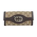 GUCCI グッチ 二つ折り財布 282426 GGキャンバス ベージュ ブラウ【本物保証】