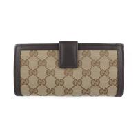 GUCCI グッチ 二つ折り財布 282426 GGキャンバス ベージュ ブラウ【本物保証】