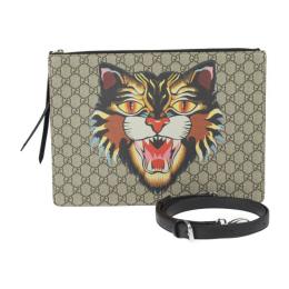 GUCCI グッチ ショルダーバッグ 429016 PVC レザー ベージュ系 【本物保証】