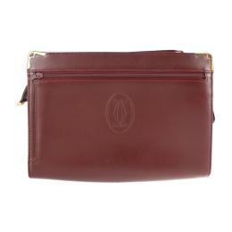 CARTIER カルティエ セカンドバッグ カーフ ボルドー ゴールド金具【本物保証】