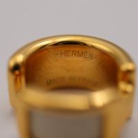 HERMES エルメス その他アクセサリー メタル レザー ゴールド アイボリー【本物保証】