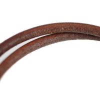 HERMES エルメス チョーカー レザー ブラウン シルバー金具【本物保証】