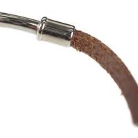 HERMES エルメス チョーカー レザー ブラウン シルバー金具【本物保証】