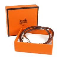 HERMES エルメス チョーカー レザー ブラウン シルバー金具【本物保証】