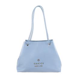 GUCCI グッチ ショルダーバッグ 419689 レザー ライトブルー 【本物保証】