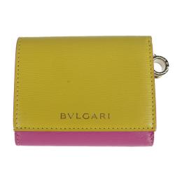 BVLGARI ブルガリ 三つ折り財布 289786 レザー イエロー ピンク【本物保証】