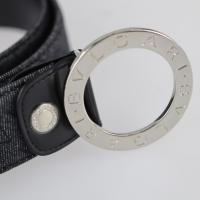 BVLGARI ブルガリ ベルト キャンバス レザー ブラック シルバー金具【本物保証】