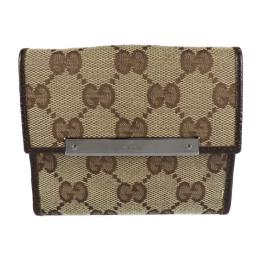 GUCCI グッチ 二つ折り財布 112716 GGキャンバス レザー ベージュ【本物保証】