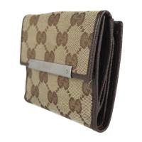 GUCCI グッチ 二つ折り財布 112716 GGキャンバス レザー ベージュ【本物保証】