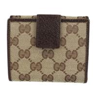 GUCCI グッチ 二つ折り財布 112716 GGキャンバス レザー ベージュ【本物保証】