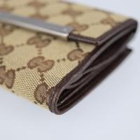 GUCCI グッチ 二つ折り財布 112716 GGキャンバス レザー ベージュ【本物保証】