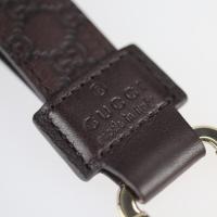 GUCCI グッチ キーホルダー 199919 レザー ダークブラウン ゴールド【本物保証】