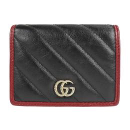 GUCCI グッチ 二つ折り財布 573811 カーフレザー ブラック レッド【本物保証】