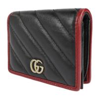 GUCCI グッチ 二つ折り財布 573811 カーフレザー ブラック レッド【本物保証】