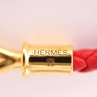 HERMES エルメス ブレスレット レザー メタル レッド ゴールド【本物保証】