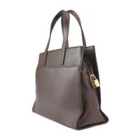 LOEWE ロエベ ハンドバッグ レザー ダークブラウン ゴールド金具【本物保証】