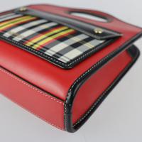 BURBERRY バーバリー ハンドバッグ レザー ナイロンキャンバス レッド 【本物保証】