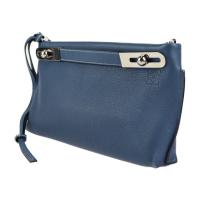 LOEWE ロエベ ハンドバッグ 327.12KS28 レザー ブルー系 シルバ【本物保証】