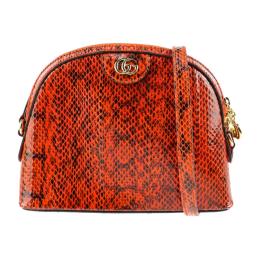 GUCCI グッチ ショルダーバッグ 499621 パイソン レッド系 ゴールド【本物保証】