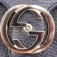 GUCCI グッチ ショルダーバッグ 607720 レザー ブラック ゴールド金【本物保証】