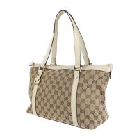 GUCCI グッチ ハンドバッグ 141470 キャンバス レザー ベージュ ア【本物保証】