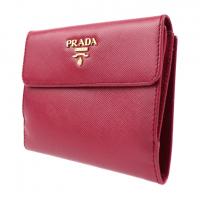 PRADA プラダ 二つ折り財布 1M0523 レザー ピンク 【本物保証】