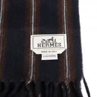 HERMES エルメス マフラー カシミヤ ブラウン ブラック【本物保証】