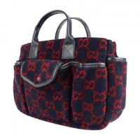 GUCCI グッチ ハンドバッグ 628159 GGウール レザー ネイビー レ【本物保証】