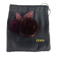 FENDI フェンディ ブローチ レザー ファー パープル系 【本物保証】