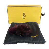 FENDI フェンディ ブローチ レザー ファー パープル系 【本物保証】