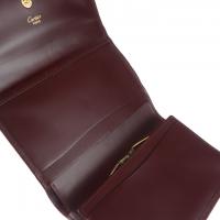 CARTIER カルティエ 三つ折り財布 レザー ボルドー 【本物保証】