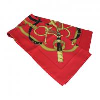 HERMES エルメス スカーフ シルク レッド ゴールド【本物保証】