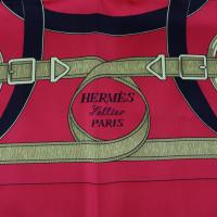 HERMES エルメス スカーフ シルク レッド ゴールド【本物保証】