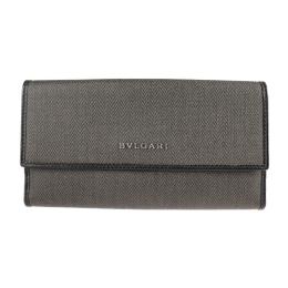 BVLGARI ブルガリ 長財布 32589 PVC レザー グレー ブラック【本物保証】