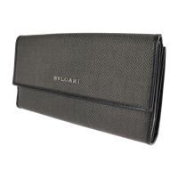 BVLGARI ブルガリ 長財布 32589 PVC レザー グレー ブラック【本物保証】