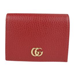 GUCCI グッチ 二つ折り財布 456126 レザー レッド系 【本物保証】