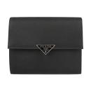 PRADA プラダ 三つ折り財布 1M0170 ナイロン レザー ブラック 【本物保証】